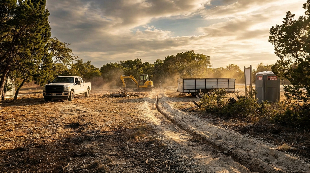Land clearing combined with trenching work