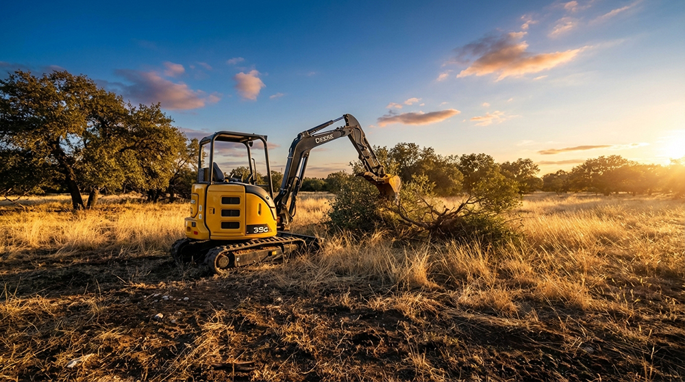 Land clearing and excavation work in Central Texas