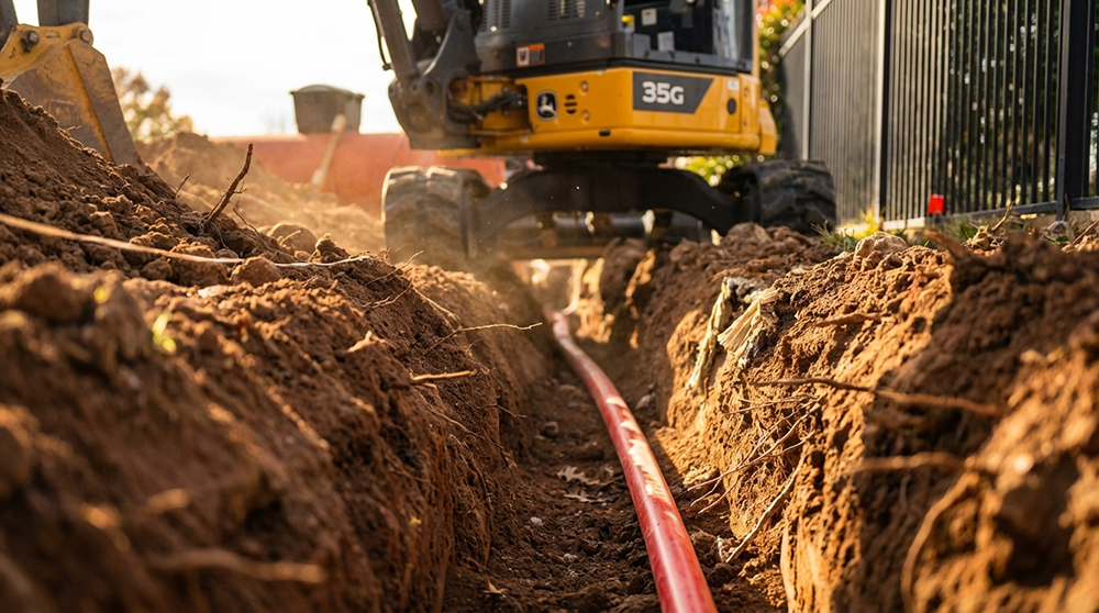 Trenching with underground utilities and dirt work