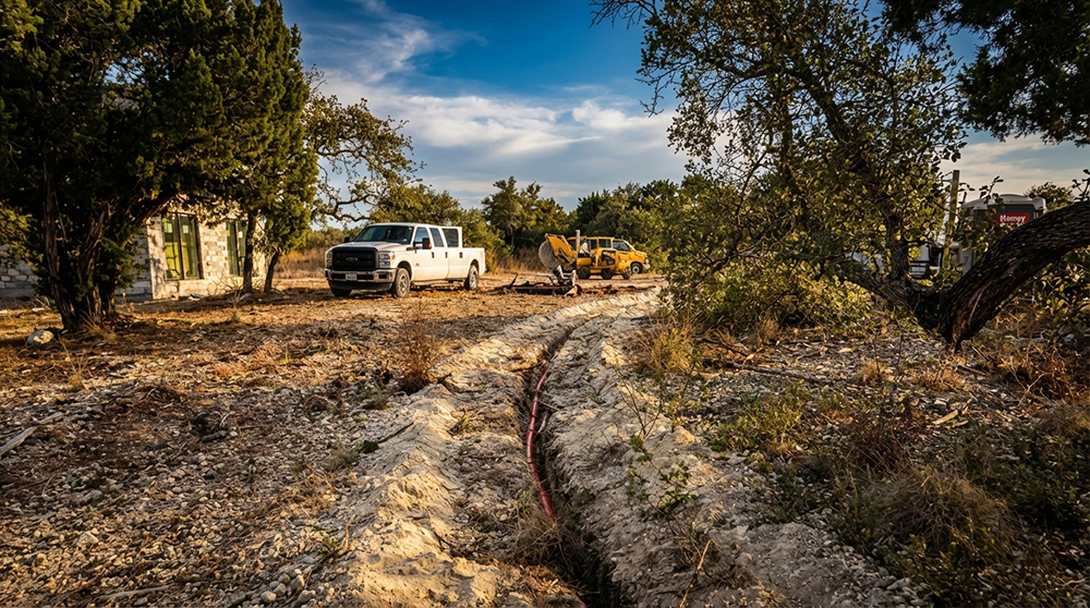 Trenching for underground utility lines