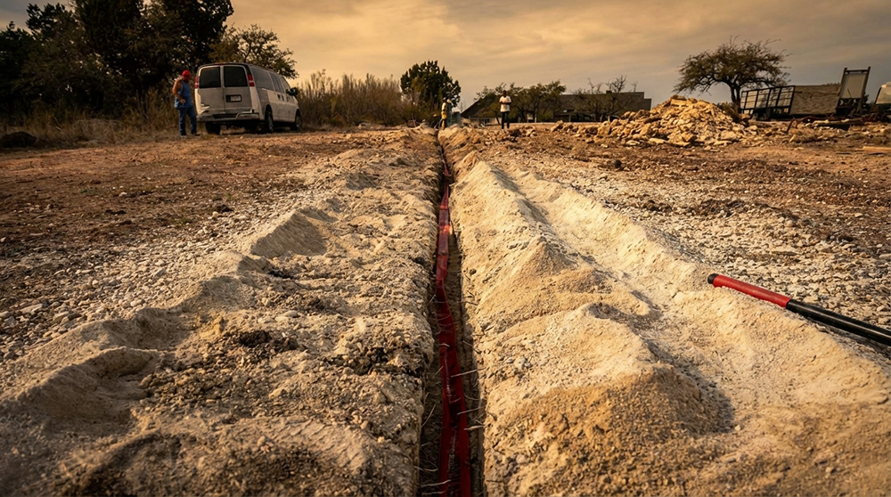 Underground utility installation in progress